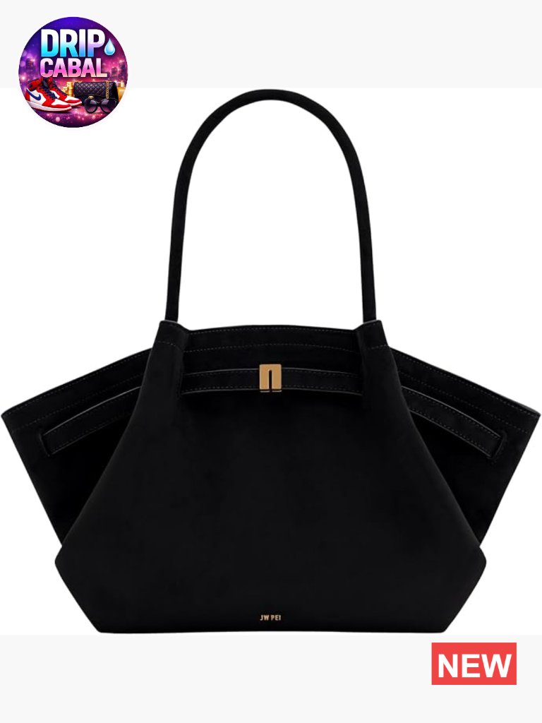 Faux Suede Sling Tote Bag With Magnetic Snap Closure